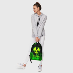 Рюкзак с принтом Зеленый огонь Stalker 2 для любого человека, вид спереди №6. Цвет основы: белый