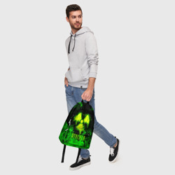 Рюкзак с принтом Зеленый огонь Stalker 2 для любого человека, вид спереди №5. Цвет основы: белый