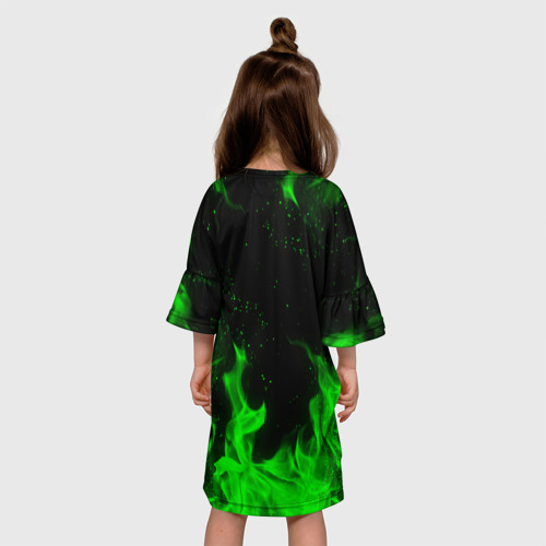 Детское платье 3D с принтом Зеленый огонь Stalker 2, вид сзади #2