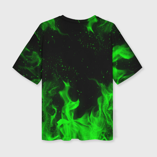 Женская футболка oversize 3D Зеленый огонь Stalker 2, цвет 3D печать - фото 2