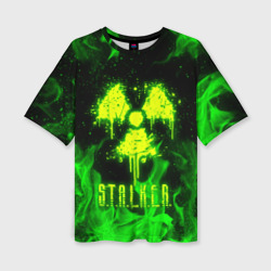 Женская футболка oversize 3D Зеленый огонь Stalker 2
