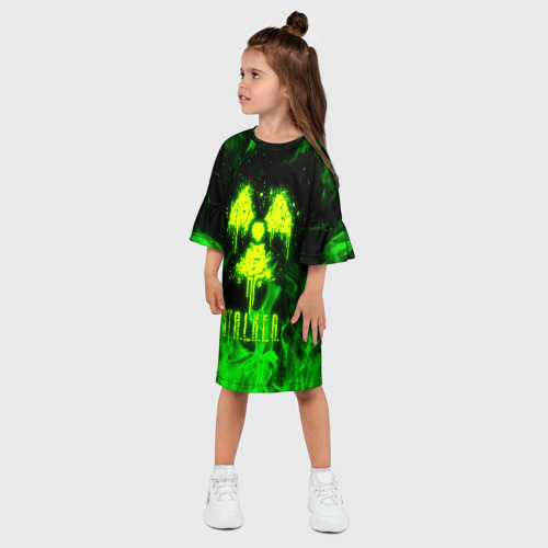Детское платье 3D с принтом Зеленый огонь Stalker 2, фото на моделе #1