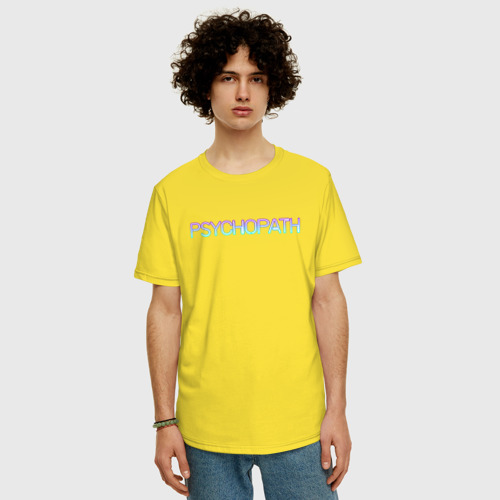Мужская футболка хлопок Oversize Психопат, цвет желтый - фото 3