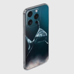 Чехол для iPhone 15 Pro Max силиконовый с защитой камеры Акула - фото 2
