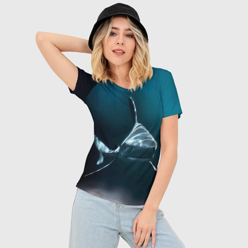 Женская футболка 3D Slim Акула, цвет 3D печать - фото 3