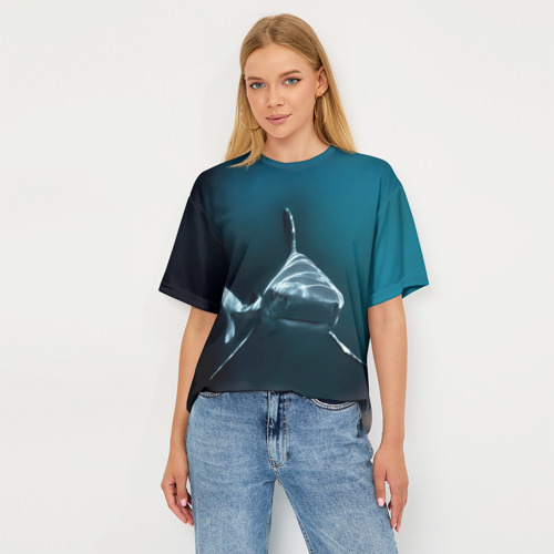 Женская футболка oversize 3D Акула, цвет 3D печать - фото 5