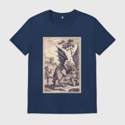 Мужская футболка хлопок Рыцарь, пинающий Дракона