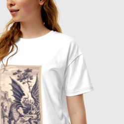 Женская футболка хлопок Oversize Рыцарь, пинающий Дракона - фото 2