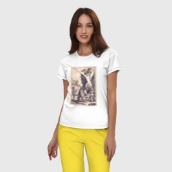 Женская пижама с белой футболкой хлопок Рыцарь, пинающий Дракона - фото 2