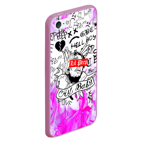 Чехол для iPhone 5/5S матовый LIL Peep Лил Пип, цвет розовый - фото 3
