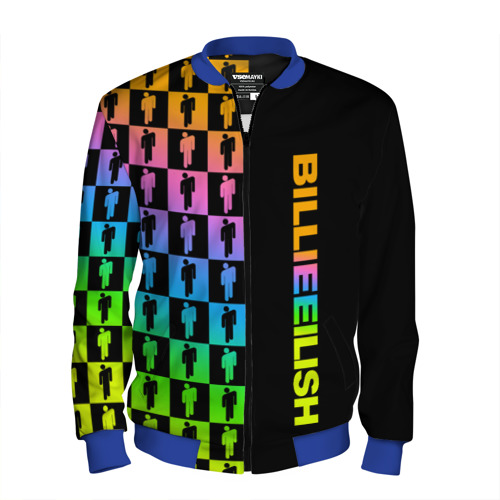 Мужской бомбер 3D Billie Eilish half pattern, цвет синий