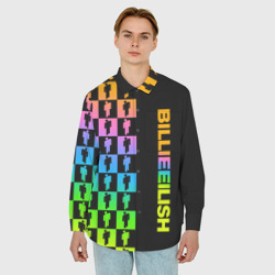 Мужская рубашка oversize 3D Billie Eilish half pattern - фото 2