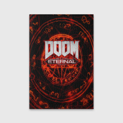 Обложка для паспорта матовая кожа Doom и пентаграмма