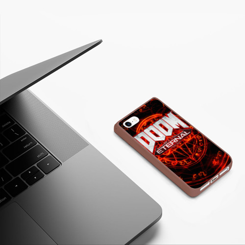 Чехол для iPhone 5/5S матовый Doom и пентаграмма, цвет коричневый - фото 5