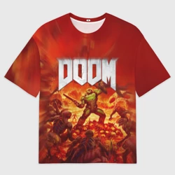 Женская футболка oversize 3D Doom