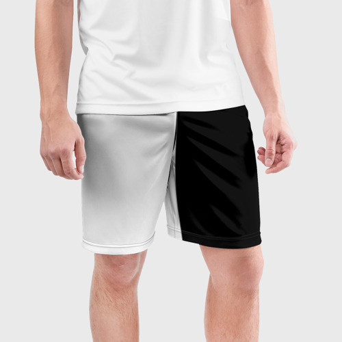 Мужские шорты спортивные Просто чёрно-белый, цвет 3D печать - фото 3