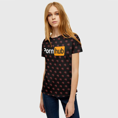 Женская футболка 3D с принтом Pornhub Порнхаб, фото на моделе #1
