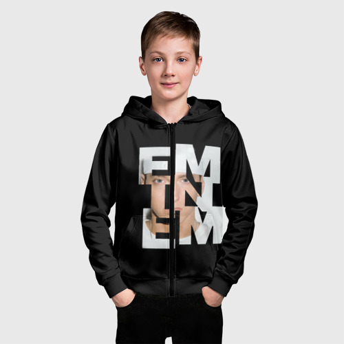 Детская толстовка 3D на молнии Eminem, цвет черный - фото 3