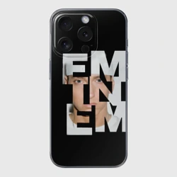 Чехол для iPhone 15 Pro силиконовый с защитой камеры Eminem