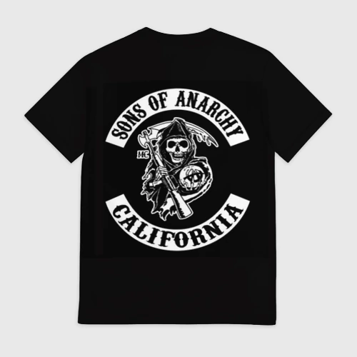 Мужская футболка 3D с принтом Сыны анархии, вид сзади #1