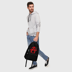 Рюкзак с принтом Анархия для любого человека, вид спереди №5. Цвет основы: белый