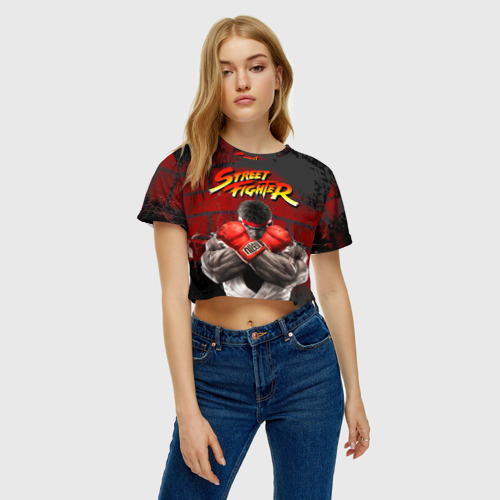 Женская футболка Crop-top 3D Street Fighter, цвет 3D печать - фото 3