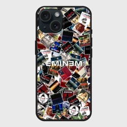 Чехол силиконовый для Apple iPhone 15 матовый Дискография Eminem