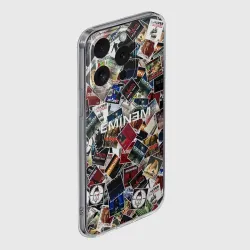 Чехол для iPhone 15 Pro Max силиконовый с защитой камеры Дискография Eminem - фото 2