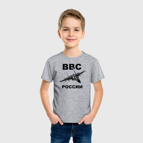 Детская футболка хлопок с принтом ВВС России, фото на моделе #1
