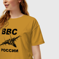 Женская футболка хлопок Oversize ВВС России - фото 2