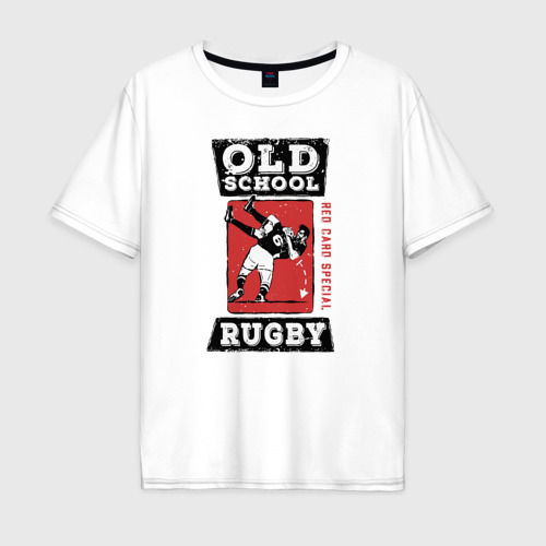Мужская футболка оверсайз из хлопка с принтом Old School Rugby, вид спереди №1
