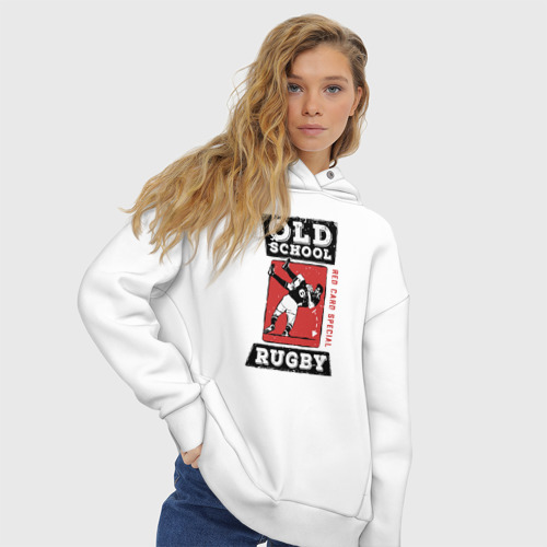 Женское худи Oversize хлопок Old School Rugby, цвет белый - фото 4