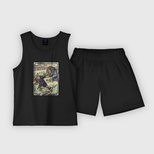 Детская пижама с шортами хлопок English Rugby, цвет черный