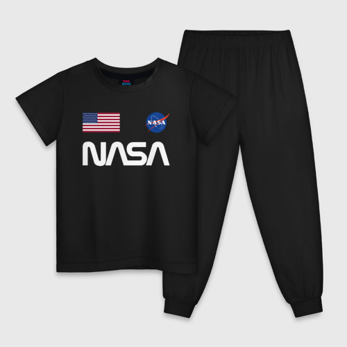 Детская пижама хлопок с принтом NASA, вид спереди #2