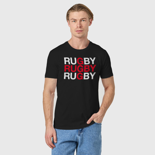 Мужская футболка хлопок Rugby. Регби, цвет черный - фото 3