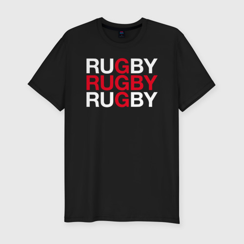 Мужская футболка хлопок Slim Rugby. Регби, цвет черный