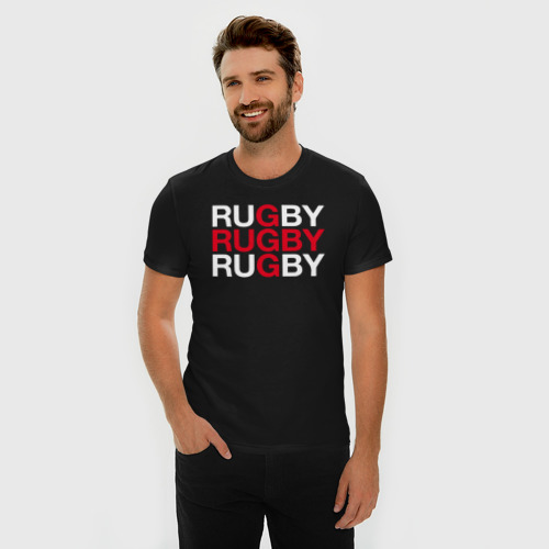 Мужская футболка хлопок Slim Rugby. Регби, цвет черный - фото 3