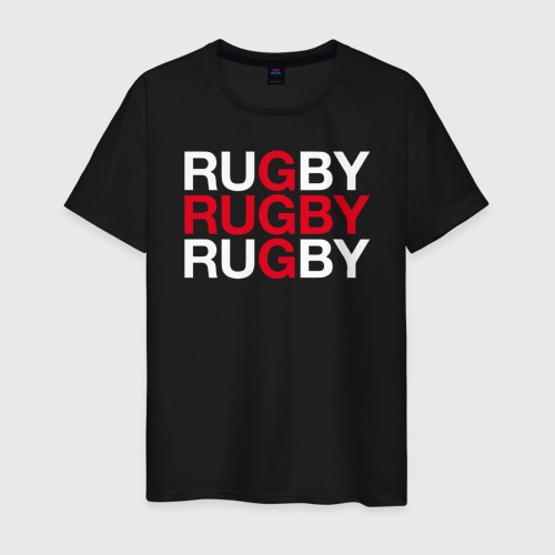 Мужская футболка хлопок Rugby. Регби, цвет черный