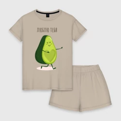 Женская пижама с шортиками хлопок Авокадо любовь