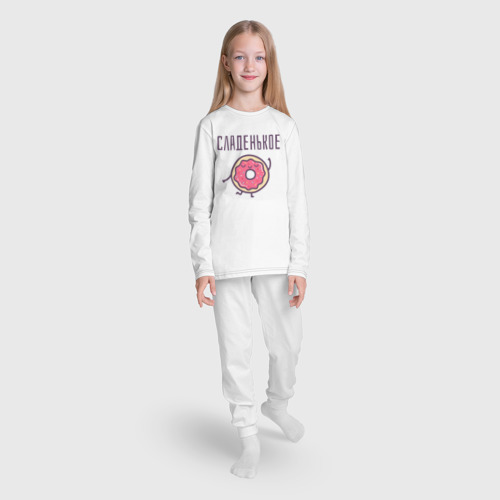 Детская пижама с лонгсливом хлопок Сладенькое, цвет белый - фото 5