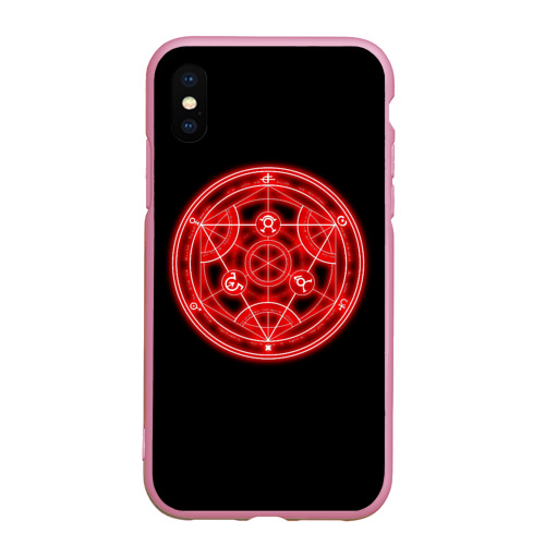 Чехол для iPhone XS Max матовый Стальной алхимик Fullmetal Alchemist +спина, цвет розовый