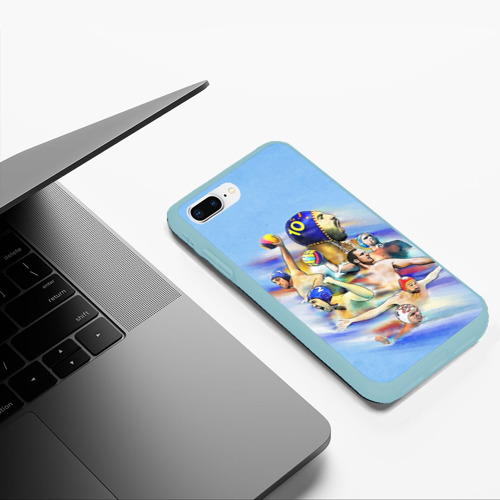 Чехол для iPhone 7Plus/8 Plus матовый Water polo players, цвет мятный - фото 5