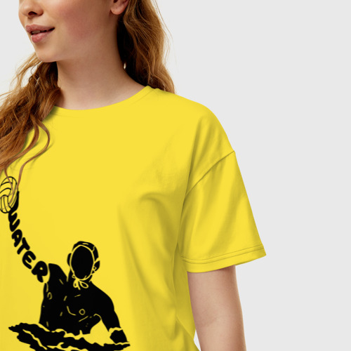 Женская футболка хлопок Oversize с принтом Ватерполист, фото на моделе #1