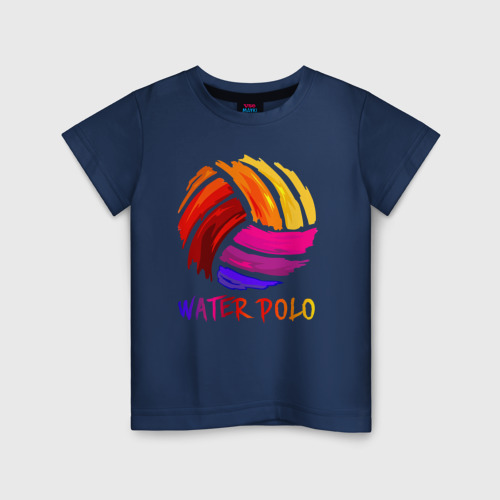 Детская футболка хлопок Мяч для водного поло, цвет темно-синий