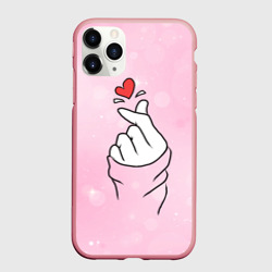 Чехол для iPhone 11 Pro Max матовый Сердечко пальцами