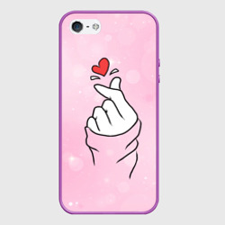 Чехол для iPhone 5/5S матовый Сердечко пальцами