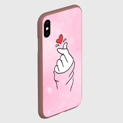 Чехол для iPhone XS Max матовый Сердечко пальцами - фото 2