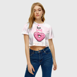 Женская футболка Crop-top 3D Пончик   сердечко  - фото 2