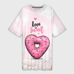 Платье-футболка 3D Пончик   сердечко 