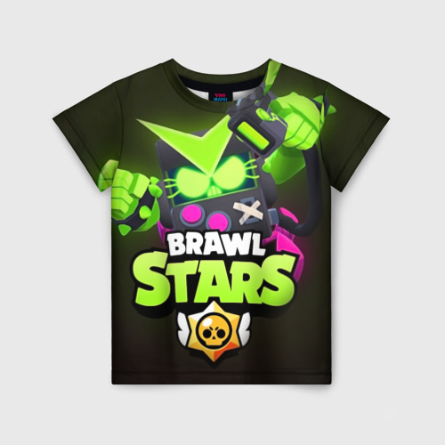 Детская футболка с принтом Brawl Stars Virus 8 Bit, вид спереди №1